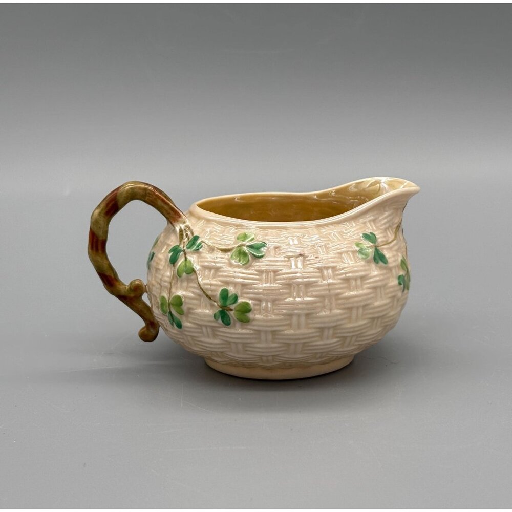 Rare Vintage Irish Belleek China Shamrock Creamer Jug 2nd Second Black Mark